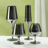 Luxury Electroplated Smoky Gray Crystal Glass | Modern Black Brandy & Whiskey Goblet