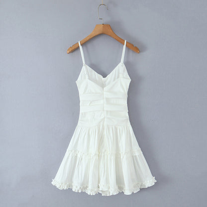 Chic White Bow Layered Mini Dress - Sexy Ruched Silhouette Strapless Summer Skirt for Women