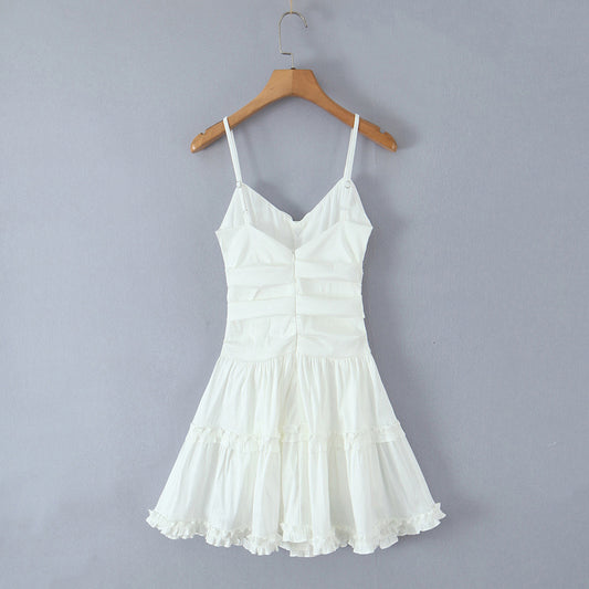 Chic White Bow Layered Mini Dress - Sexy Ruched Silhouette Strapless Summer Skirt for Women