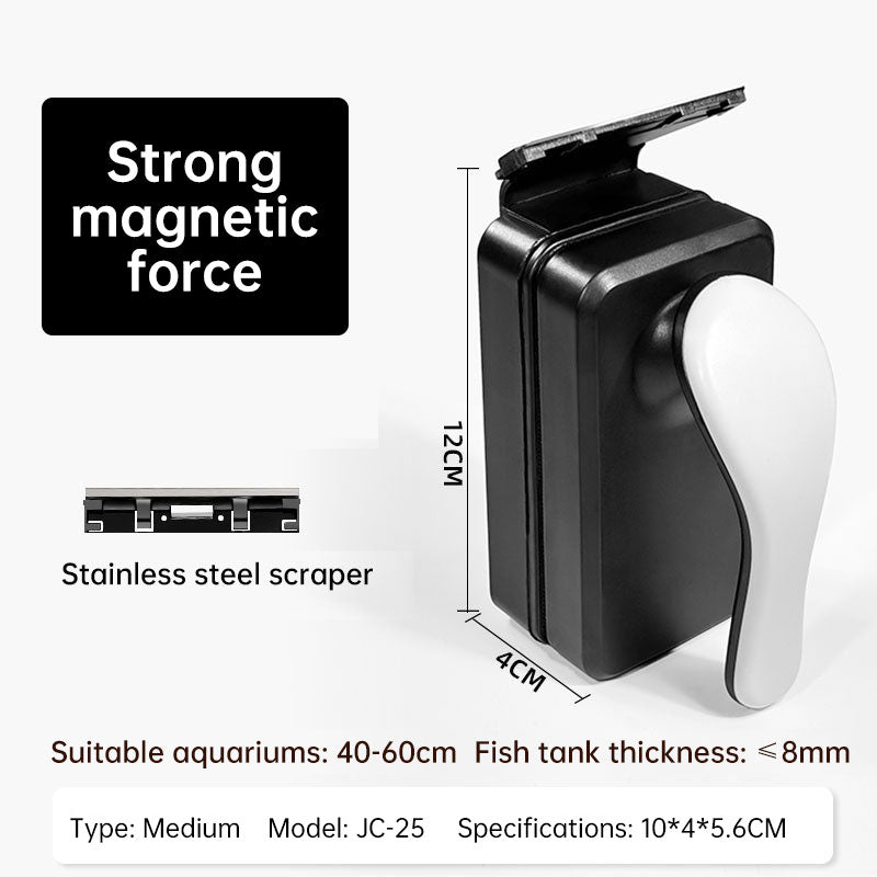 Professional Magnetic Glass Cleaner with Stainless Steel Scraper for Fish Tanks