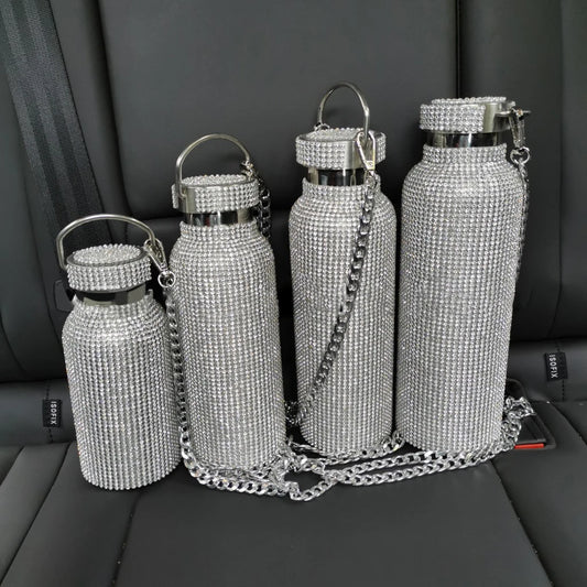 Elegant Bling Jewelry Water Bottle | Vacuum Insulated Flask for Coffee & Tea | Stylish Gift for Her