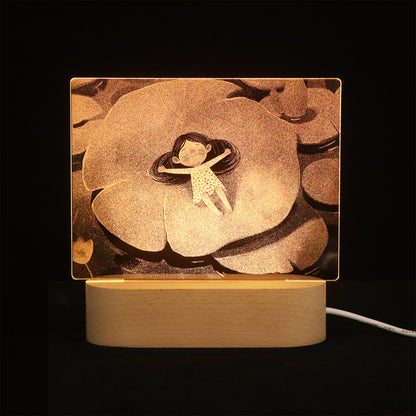 Internal Carving Acrylic LED Night Light - Plug-in Bedhead Desk Lamp