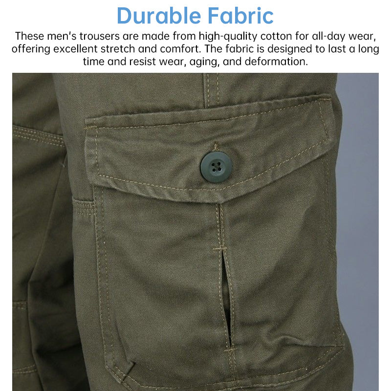 Men's Cotton Cargo Overalls for Camping & Hiking | Straight-Leg, Multi-Pocket Baggy Trousers