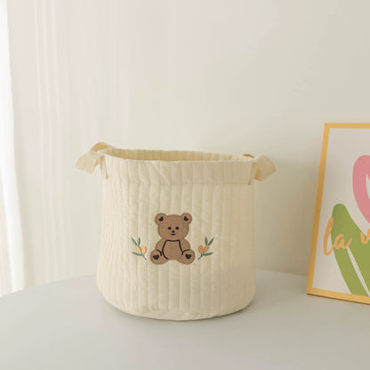 Cute Quilted Baby Storage Basket - Multi-Purpose Toy & Diaper Organizer Bag