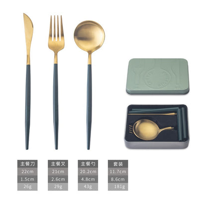 Portable 304 Stainless Steel Cutlery Set - Luxury Folding Knife, Fork, Spoon & Chopsticks