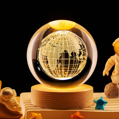 3D Inner Carved Crystal Ball Night Light – Creative Badminton Shuttlecock LED Lamp