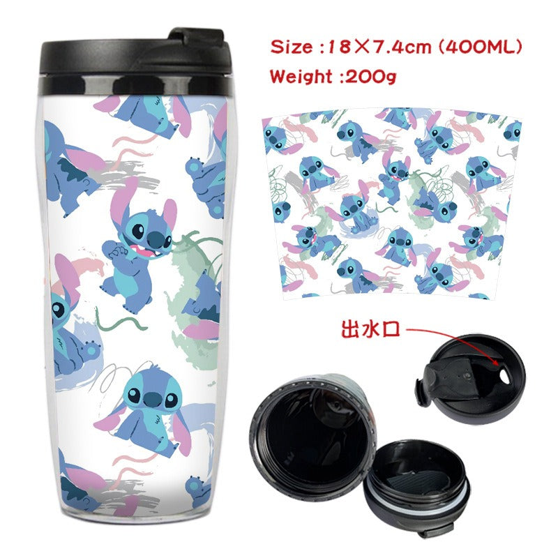 Cute Stitch Cartoon Double-Layer Insulated Travel Mug - 400ml
