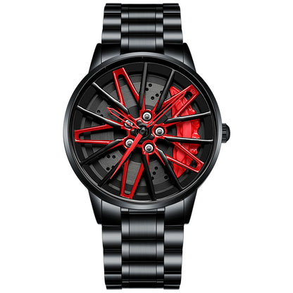 Luxury Men's Car Wheel Hub Watch - Stainless Steel Waterproof Quartz Wristwatch