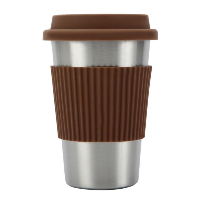 Stainless Steel Insulated Coffee Travel Mug with Black Grip