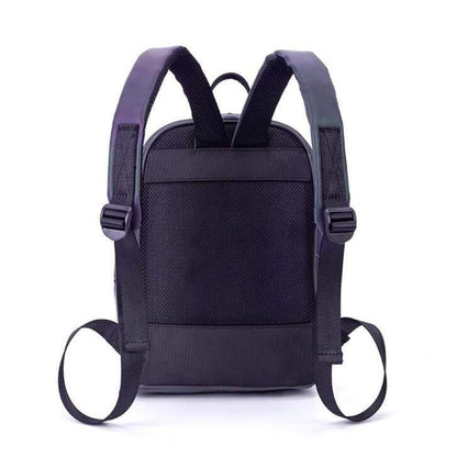 Geometric Prism Luminous Backpack - Large Capacity Holographic Reflective School Bag