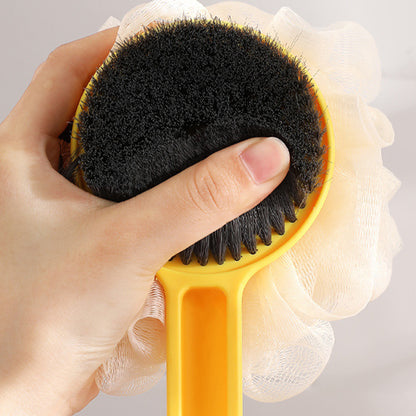 2-in-1 Long Handle Bath Brush with Loofah – Japanese Style Back Scrubber for Shower & Exfoliation