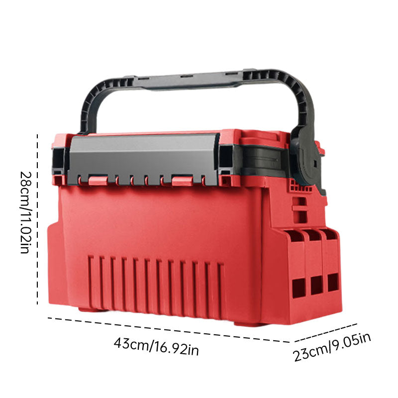 Portable 2-Layer Fishing Tackle Box with Rod & Cup Holder
