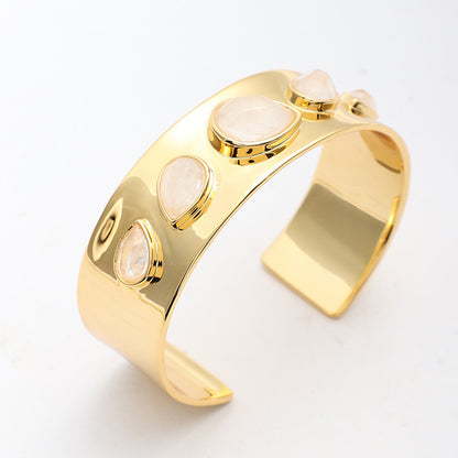 Minimalist Gold Plated Open Bangle - Versatile Advanced Style Bracelet