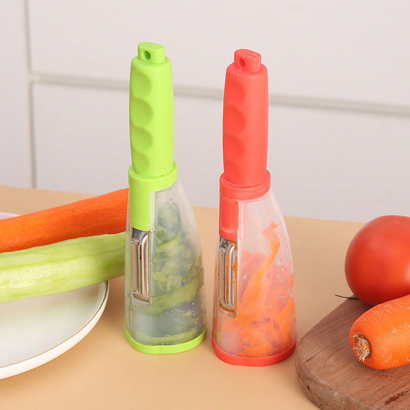 Multi-Functional Vegetable Peeler with Trash Storage Box - Stainless Steel Blade Potato & Carrot Skin Scraper