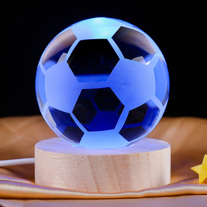 3D Inner Carved Crystal Ball Night Light – Creative Badminton Shuttlecock LED Lamp