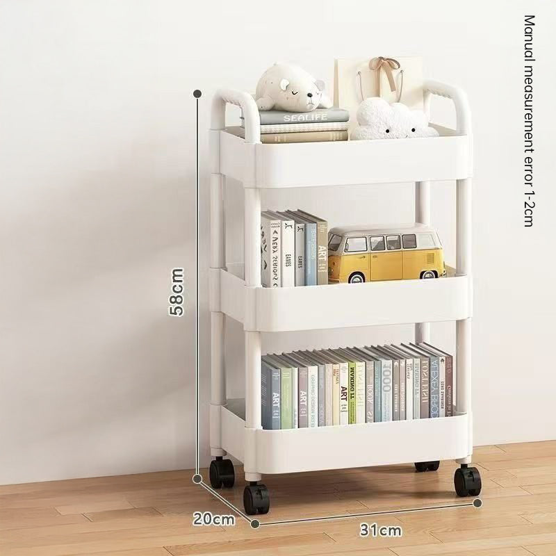 Multi-Layer Wheeled Utility Cart | Rolling Storage Shelf for Home, Kitchen, Bathroom (Snacks, Books)