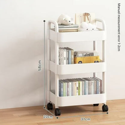 Multi-Layer Wheeled Utility Cart | Rolling Storage Shelf for Home, Kitchen, Bathroom (Snacks, Books)