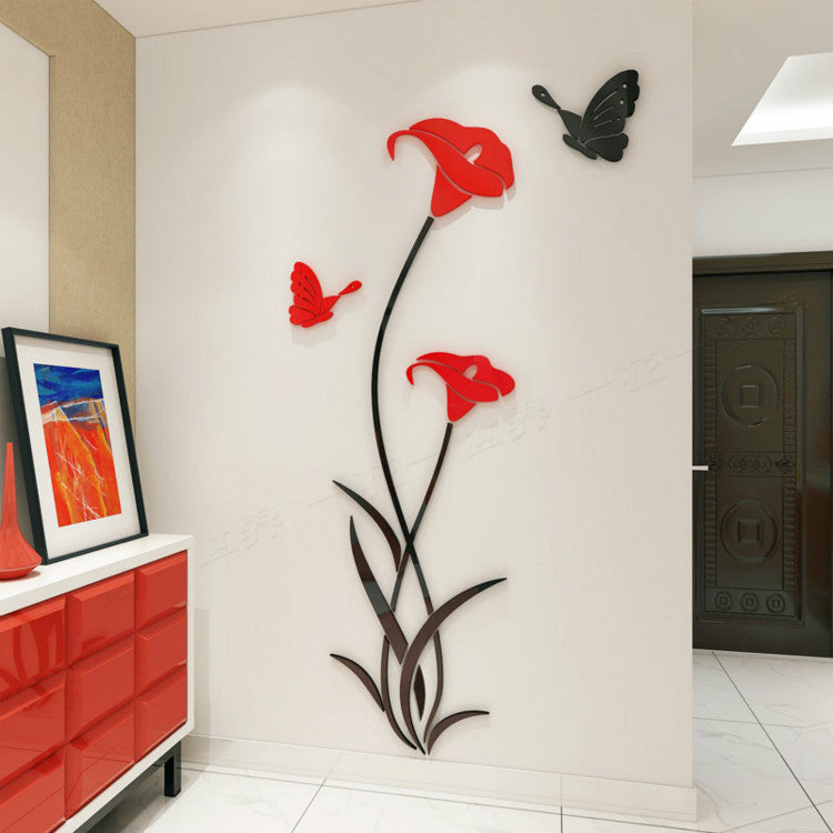 3D Crystal Acrylic Lily Wall Stickers – Creative Floral Wall Art for Living Room & Bedroom