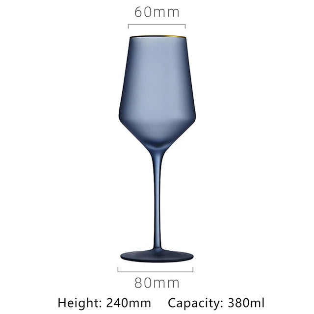 Elegant Frosted Matte Wine Glass with Gold Rim - Luxury Colorful Party Goblets