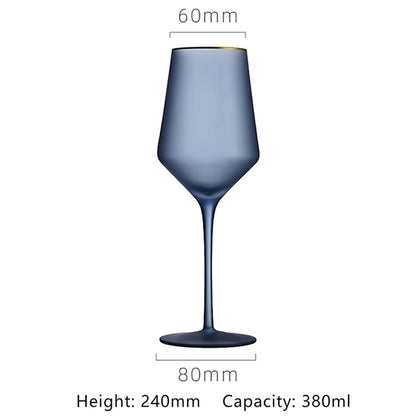 Elegant Frosted Matte Wine Glass with Gold Rim - Luxury Colorful Party Goblets