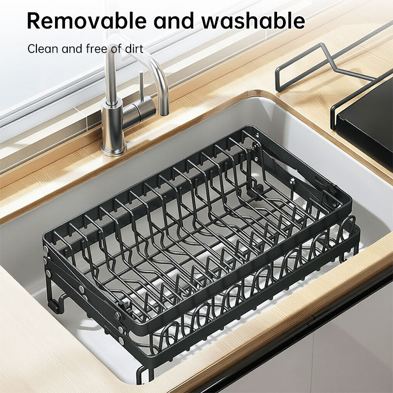Foldable 2-Layer Kitchen Dish Rack | Large Capacity Countertop Drying Shelf