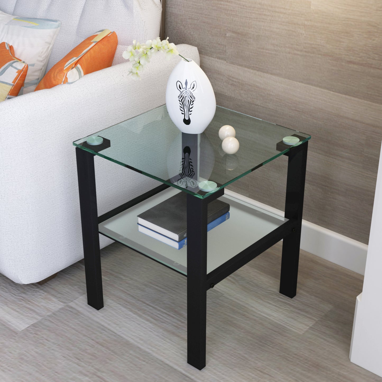 Two-Tier Round Glass Side Table