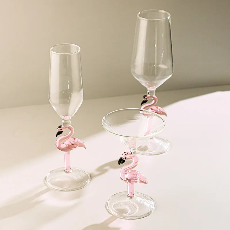 Creative Flamingo Stem Crystal Wine Glass | Luxury Pink Flamingo Cocktail & Champagne Goblet