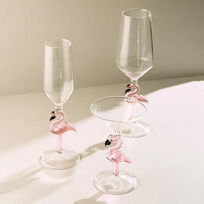 Creative Flamingo Stem Crystal Wine Glass | Luxury Pink Flamingo Cocktail & Champagne Goblet