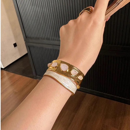 Minimalist Gold Plated Open Bangle - Versatile Advanced Style Bracelet