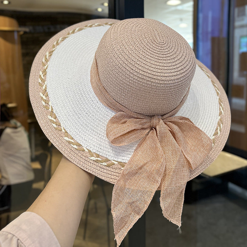 Women's Summer Straw Tote Bag & Wide-Brim Sun Hat Set