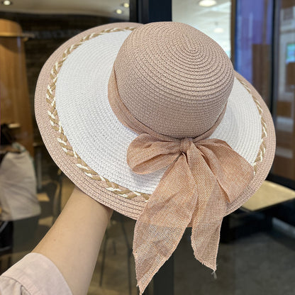 Women's Summer Straw Tote Bag & Wide-Brim Sun Hat Set