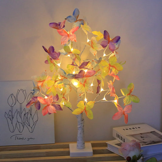 Colorful LED Butterfly Tree Table Lamp – Decorative Night Light for Bedroom, Parties & Holiday Gifting