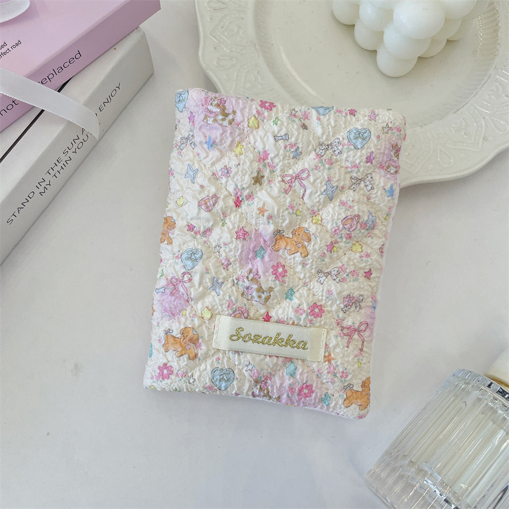 Cute Embossed Cartoon Passport Protection Cover - Quilted Fabric Travel Document Bag & Card Holder