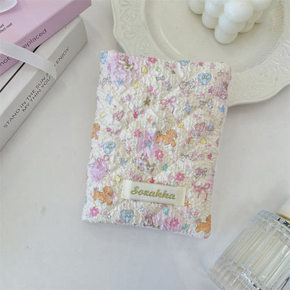 Cute Embossed Cartoon Passport Protection Cover - Quilted Fabric Travel Document Bag & Card Holder