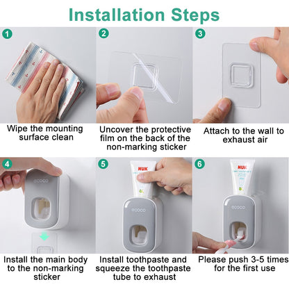 Hands-Free Automatic Toothpaste Dispenser – Wall Mounted Dust-Proof Toothbrush Holder Set
