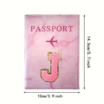 Monogrammed Pink Marble Effect Passport Clip