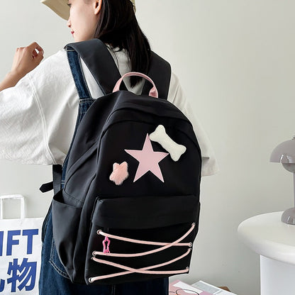 Japanese Cute Five-Pointed Star Backpack - Kawaii Ins College Student Schoolbag & High School Bag