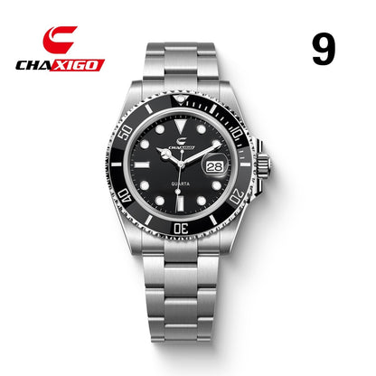 CHAXIGO Luxury Men's Quartz Watch - Submariner Style Waterproof Alloy Wristwatch