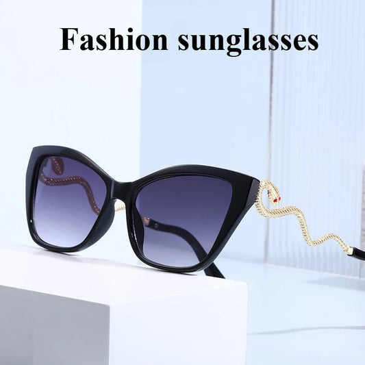 Retro Cat Eye Sunglasses with Metal Snake Temple Design | Trendy Party Shades