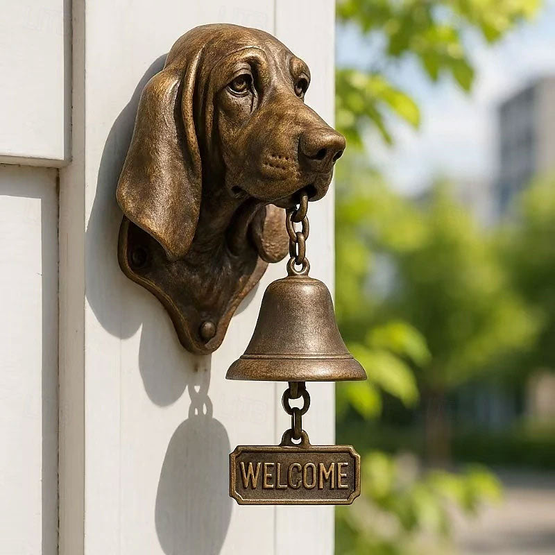 Vintage Dog Welcome Bell – Metal Wall-Mounted Merchant Chime for Home & Office Entrance
