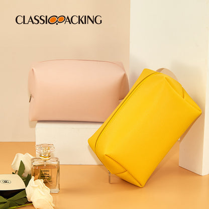 Simple Solid Color Zipper Wash Storage Bag – Square Waterproof Finishing Bag