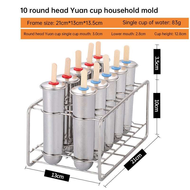 Household 304 Stainless Steel Ice Cream Popsicle Mold Set with Rack