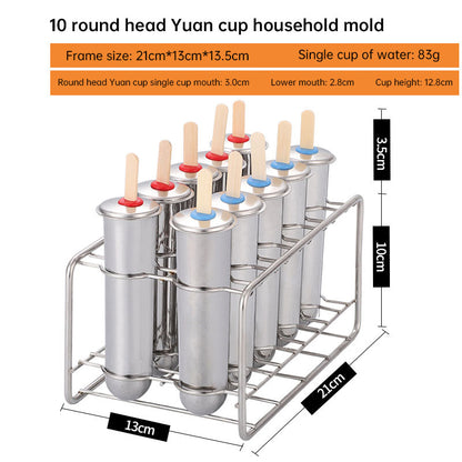 Household 304 Stainless Steel Ice Cream Popsicle Mold Set with Rack