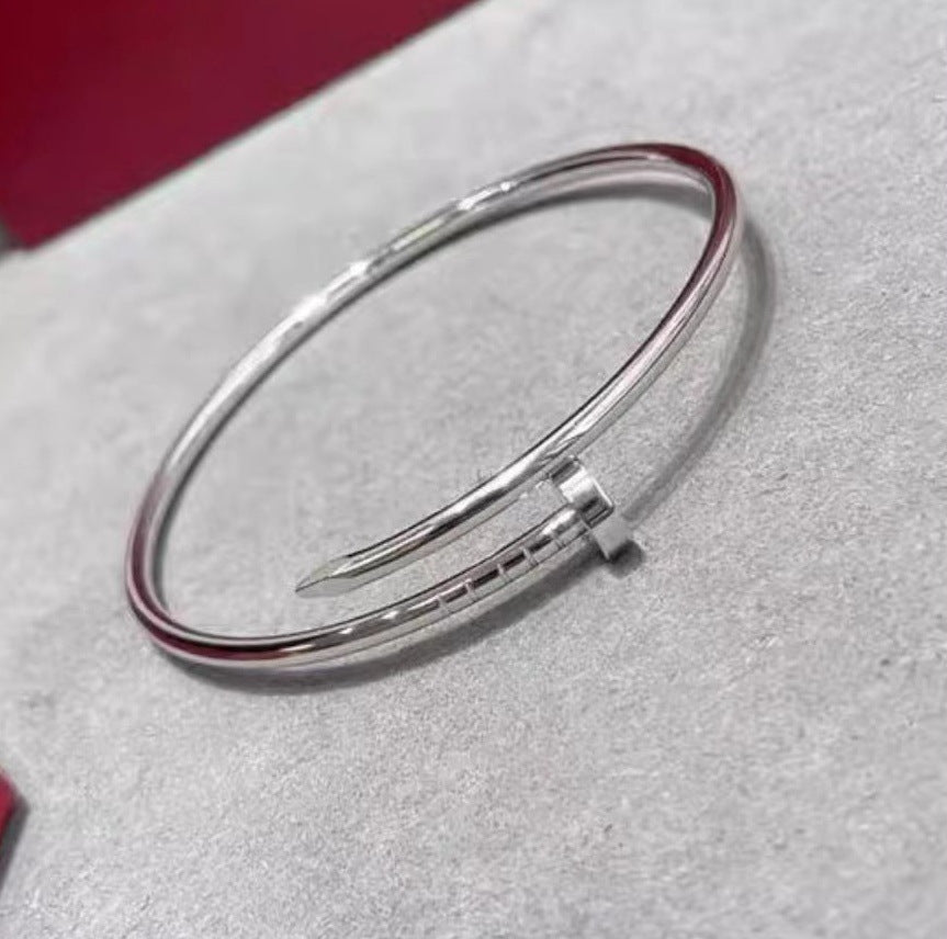 Unisex Fashion Nail Cuff Bracelet in Silver Tone