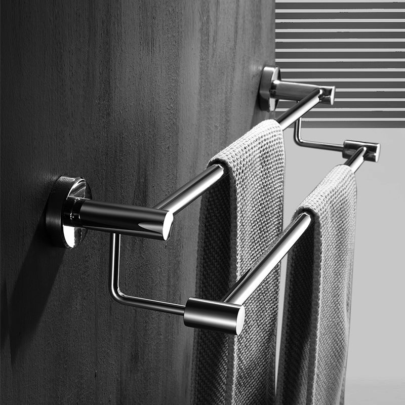 Heavy-Duty 304 Stainless Steel Double Towel Rack – No-Drill Wall-Mounted Rustproof Hanging Bar for Bathroom