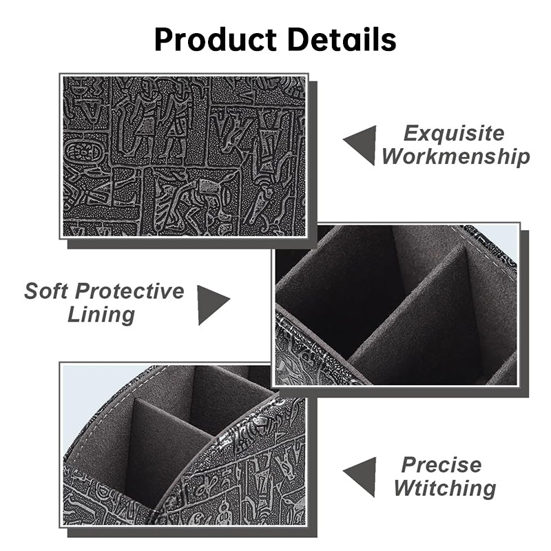 5-Slot PU Leather Remote Control Holder - Desktop Organizer for TV & Media Players