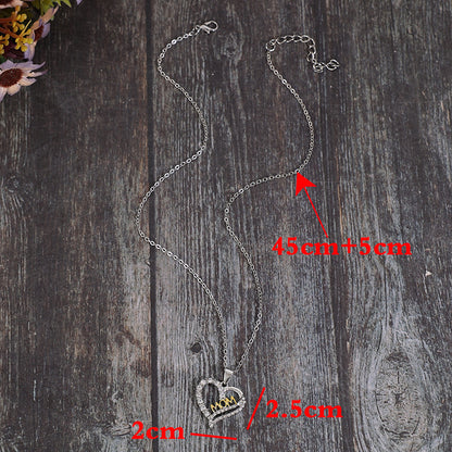 Zircon Pave Heart MOM Pendant Necklace