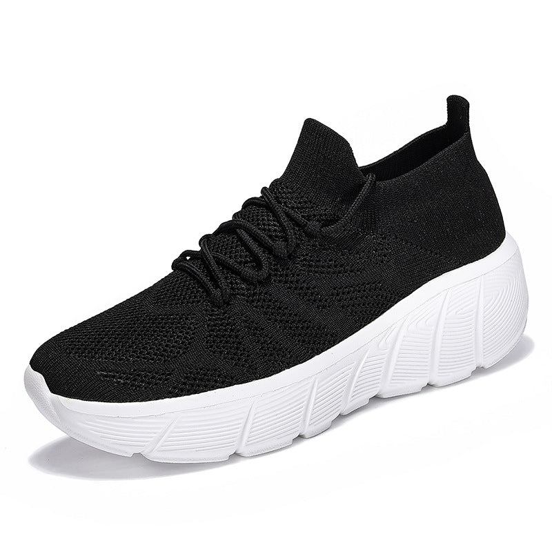 Unisex Casual Flyknit Socks Shoes with Thick Sole (Couple/Student Fashion)