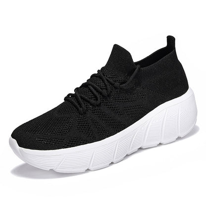Unisex Casual Flyknit Socks Shoes with Thick Sole (Couple/Student Fashion)