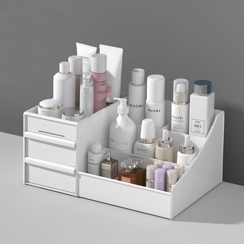 Large Capacity Desktop Cosmetic Storage Box with Drawers – Elegant Makeup & Skincare Organizer for Dressing Table